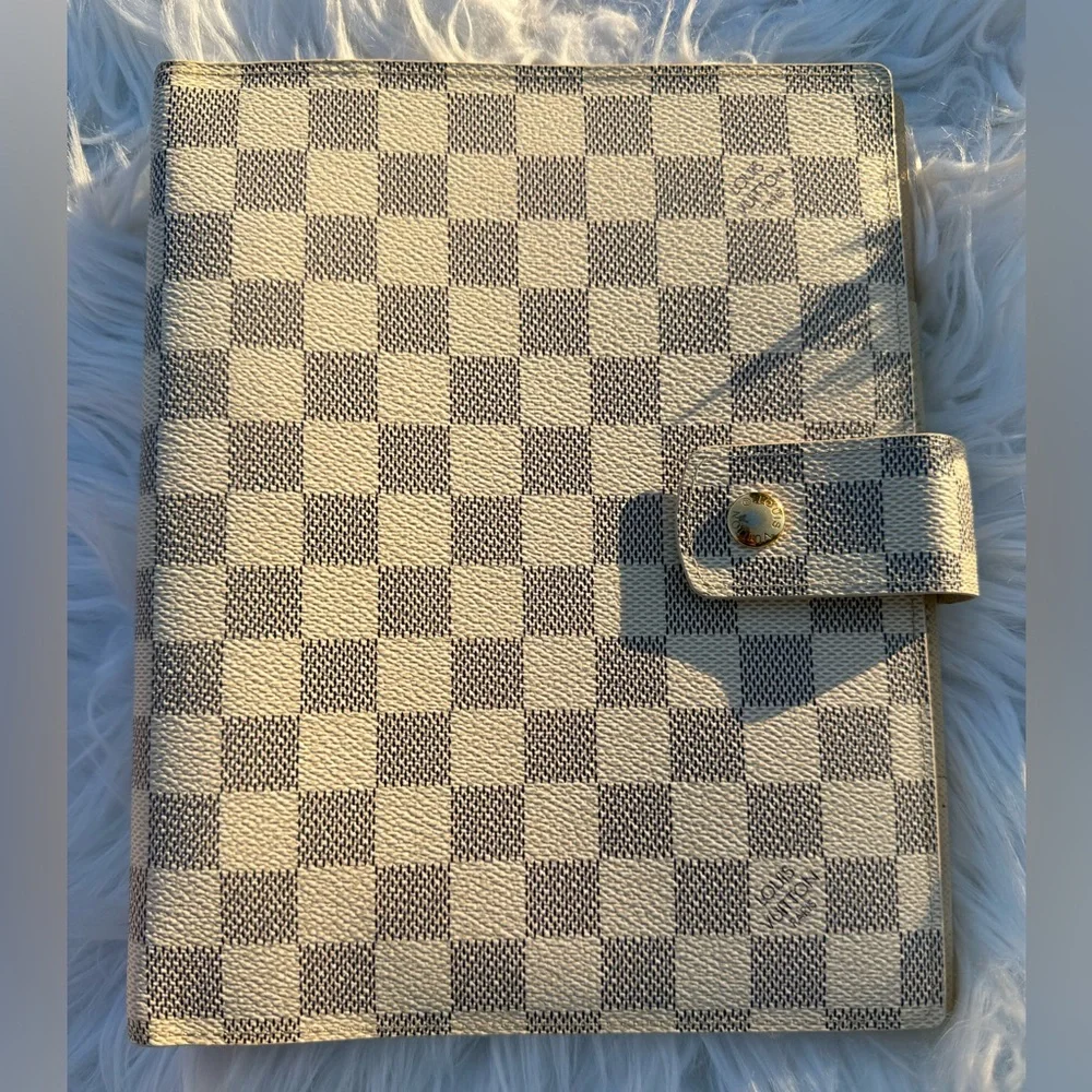 Louis Vuitton Large 6-ring Planner; Damier Azur Canvas (fits A5 paper)